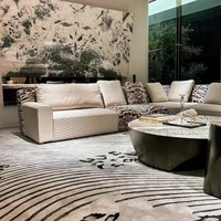 Canapé de salon italien de luxe en forme de L en peau de léopard Canapé d'angle en tissu modulaire Meubles de salon modernes pour villa
