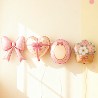 Ballons en aluminium mignons, couleur rose, en forme de cœur, fleur, miroir, nœud, ballons personnalisés pour décorer les fêtes d'anniversaire des filles, fournisseur