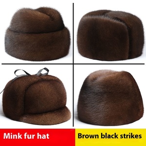 Sombrero <span class=keywords><strong>de</strong></span> Aviador <span class=keywords><strong>de</strong></span> otoño e invierno para hombre, cuero genuino y piel <span class=keywords><strong>de</strong></span> visón entera, sombrero cálido protector <span class=keywords><strong>de</strong></span> orejas para fiestas deportivas, pesca - Product Image 2