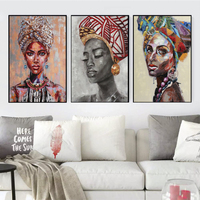 Poster Seni Grafiti Abstrak Gadis Afrika Lukisan Kanvas Di Dinding Seni Afrika Hitam Wanita Gambar