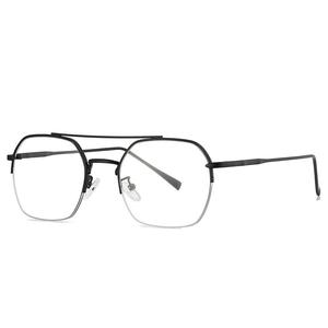 Gafas de Sol Modernas con Marco Semi-Cuadrado y Diseño de Doble Puente Metálico, <span class=keywords><strong>Lentes</strong></span> Fotocromáticas con Protección <span class=keywords><strong>Anti</strong></span>-<span class=keywords><strong>Luz</strong></span> <span class=keywords><strong>Azul</strong></span> para Uso en Interiores y Exteriores, 2025 - Product Image 1