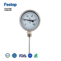 Termometer Bimetal Ganda Tahan Ledakan Kontak Listrik Transmisi Jarak Jauh Penunjuk Aksial Radial IP55 Baja Tahan Karat