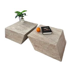 Table basse moderne en marbre et pierre <span class=keywords><strong>rose</strong></span> naturelle, support central, design diamant, <span class=keywords><strong>de</strong></span> luxe, forme carrée - Product Image 3