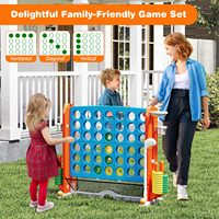 Permainan Sambung 4 Plastik Raksasa untuk Anak-Anak & Dewasa - Set Permainan Multifungsi dengan Ring Basket, Golf & Lempar Cincin