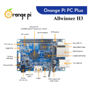 Orange Pi PC Plus Ordenador de placa única 1G RAM 8GB EMMC Allwinner H3 Wifi Run Android4.4 Ubuntu <span class=keywords><strong>Debian</strong></span> OS Placa de desarrollo de demostración - Product Image 6