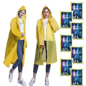 Paquete de logotipo impreso personalizado de fábrica, ropa impermeable portátil transparente, Poncho de lluvia amarillo, impermeable