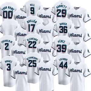 2024 Herren Miami Marlins Heimbeschränktes Jersey weiße Baseballtrikots individuell akzeptiert