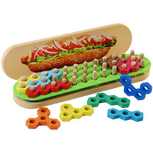 Gioco Educativo Montessori DIY 3D Hot <span class=keywords><strong>Dog</strong></span> Column <span class=keywords><strong>Puzzle</strong></span> in Legno Impilabile con <50 Pezzi per Bambini - Product Image 1
