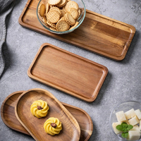 Ensemble de plateaux de service modernes de luxe en bois naturel écologique pour les fêtes, les fruits, les collations, les desserts, la présentation des aliments et la décoration de la maison