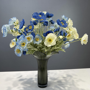 Superbe promotion : Magnifiques coquelicots artificiels de haute qualité, simulation de coquelicots à quatre têtes, pour la décoration intérieure. - Product Image 3