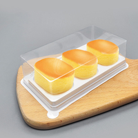 Boîte à pâtisserie en plastique PET recyclé de marque DASHAN à 3 compartiments avec fourchette et couvercle, haute qualité pour le pain et les desserts