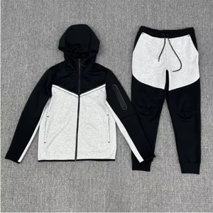 2025 Nieuwe Aanwinsten Op Maat NKLOGO Patchwork Hoodie Sweatsuit Hoodie Sweatshirt 2-delig Broekpak Heren Joggingpak - Product Image 4