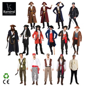 Manteau de marin français Long John Pirate bleu avec doublure rouge pour Halloween, Carnaval, Cosplay, Costume médiéval, <span class=keywords><strong>Renaissance</strong></span>, Kit de déguisement pour films et séries TV - Product Image 4