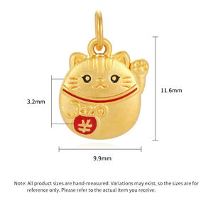Style chinois 24k or dur or pur pendentif en forme de chat chanceux pendentif en or pur accessoires de bijoux haut de gamme - Product Image 2