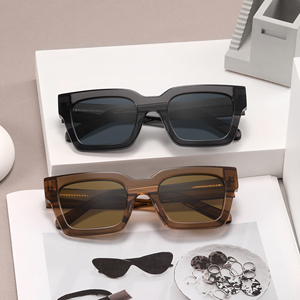 Thời trang chất lượng cao Overside kính sang trọng màu đen dày khung vuông biểu tượng tùy chỉnh Acetate Kính mát UV400 kính mát phân cực - Product Image 2