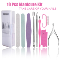 Kit de manucure de qualité supérieure, 10 pièces, lime à ongles, coupe-ongles et repousse-cuticules, ensemble de soins des doigts