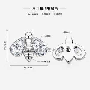 Clous d'oreilles en alliage de titane F136 Yunnique avec incrustation de zircon, bijoux de piercing hypoallergéniques pour un usage quotidien - Product Image 4
