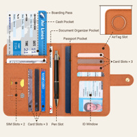 Porte-passeport en similicuir avec blocage RFID, organiseur de documents multi-cartes, accessoires de voyage élégants, porte-cartes avec fermeture à bouton