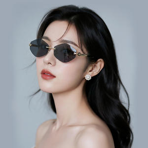 Nouvelles Lunettes de Soleil Polygones Haut de Gamme pour Femmes, Sans Monture, Métal, Verres Noirs UV400, Type 3, Protection Solaire, Lunettes Tendance - Product Image 1