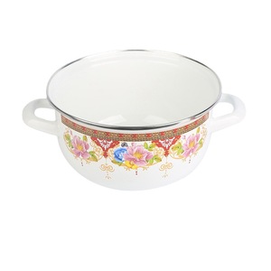 Double-Handled Enamel <b>Soup</b> <b>Pot</b> 1.1L-2L Dishwasher Safe For Cooking And Serving - Product Image 1