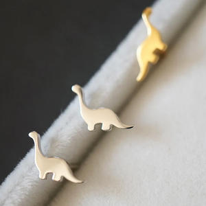 Pendientes de Dinosaurio en Oro Blanco E1943, Joyería de Moda con Forma de Animal, Unisex - Product Image 5