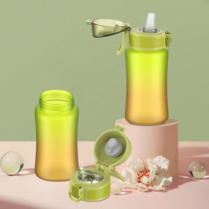 Good Design With Straw Lid Bpa-free Plastic Water Bottle 350ml Gradient Color Leak-proof Tritan <b>Kids</b> Water Bottle - Product Image 4