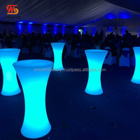 Table de bar à cocktails avec éclairage LED RVB pour événements de mariage, fête, discothèque, meuble de bar lumineux en gros, SMOOTH