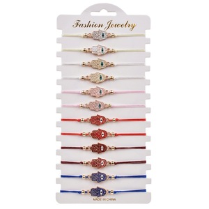 12pcs cábala rojo cuerda anudada amuletos de la suerte ajustable Fátima Hamsa mano mal de ojo pulseras para bebé ducha - Product Image 5