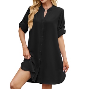 Vestido Camisero Holgado de Manga Media con Botones <span class=keywords><strong>para</strong></span> Mujer, Colección Primavera-Verano JAC22 A1050, Nuevo Color Sólido - Product Image 3