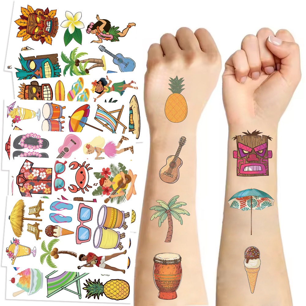 ZY3667S New Style Kids Temporary Hot Sale Cartoon Summer Hawaii Series Cute Waterproof Body Art Tattoo Stickers Non-toxic Safe