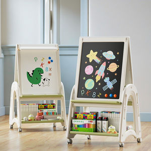 Chevalet d'art pour enfants à double face magnétique, <span class=keywords><strong>tableau</strong></span> <span class=keywords><strong>noir</strong></span> et <span class=keywords><strong>tableau</strong></span> blanc, réglable en hauteur, pour le dessin et la <span class=keywords><strong>peinture</strong></span> - Product Image 1