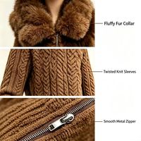 Veste en tricot personnalisée en vraie fourrure de lapin, manches en tricot torsadé, manteau court chaud pour femme, commande en gros