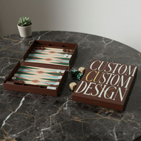 Jeu de backgammon familial personnalisé avec impression sur mesure, boîte en papier et accessoires de jeu