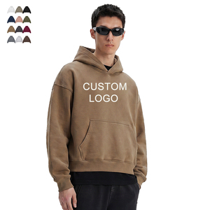 Hoodie unisexe personnalisé en molleton de coton épais, broderie en relief, coupe ample, court, style streetwear vintage, délavé à l'acide - Product Image 1