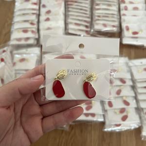 लाल रेट्रो प्राकृतिक पत्थर बालियां हिंग कांग शैली के स्वभाव कान स्टड 2023 नए ट्रेंडी इंटरनेट सेलिब्रिटी सरल आला डिजाइन - Product Image 6