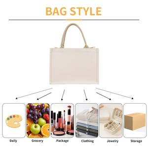 Sac fourre-tout en toile de coton naturel personnalisé avec logo promotionnel, couleur écru, pour les cadeaux d'événements et salons professionnels - Product Image 6