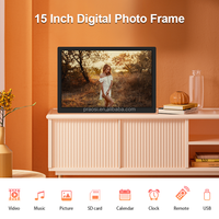 Cadres Photo numériques de 15 pouces Full HD 1080P, calendrier vidéo, musique, réveil, carte SD USB, télécommande, lecteurs de publicité