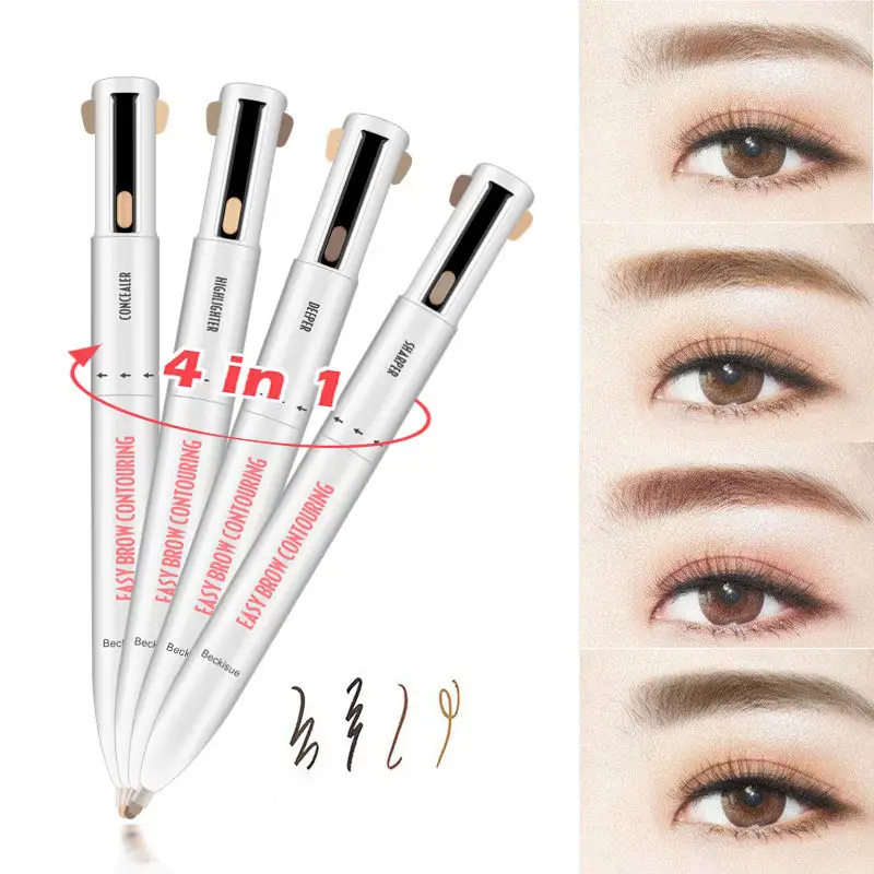 4 in 1 Eyebrow Pencil Waterproof Drawing Eye Brow Pencil Long Lasting Easy Color Eyebrow Pen Women Makeup Cosmetic Tool