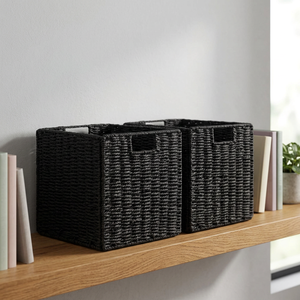Foldable <b>Square</b> Modern Handwoven Eco-Friendly Paper Storage Basket Woven Rope Organizer <b>Bin</b> Handles for Clothes Toys Books Home - Product Image 3