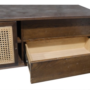 Soporte de TV Desmontable con Puerta Corredera de Ratán, Mueble para Sala de Estar - Product Image 3