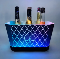 Nouveau design, seau à glace LED rectangulaire rechargeable 6L, télécommande, pour boîte de nuit, bar, fête, acrylique, portable, étanche