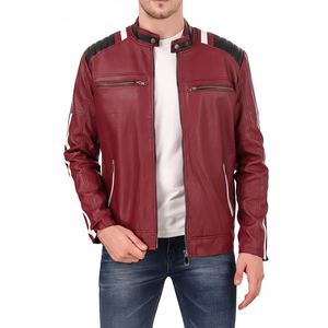 Nueva chaqueta de cuero Vintage informal, abrigo para hombre, traje de primavera, diseño de motorista, chaqueta de cuero con bolsillo - Product Image 1