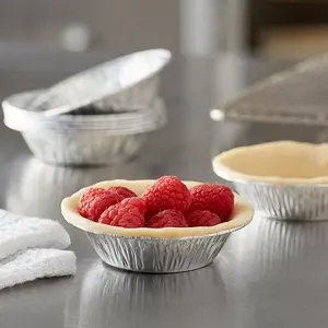 Chinese supplier 3" foil tart box disposable aluminum baking pie pans silver small size cake plates tin cup