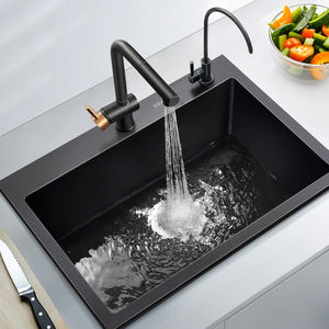 Grosir wastafel kaca serat wastafel klasik mangkuk tunggal di bawah gunung granit wastafel dapur wastafel - Product Image 2