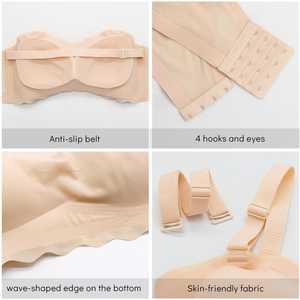 Sujetador sin tirantes invisible de talla grande para mujer, lencería sexy, top halter sin aros con media copa acolchada y transpirable - Product Image 6