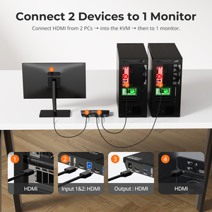 TESmart 2 Port For HDMI 4K60Hz KVM <strong>Switch</strong> Kit With USB 3.0 Docking Station EDID For 2 PCs 1 Monitor 2X1 KVM <strong>Switches</strong> Stock - Product Image 3