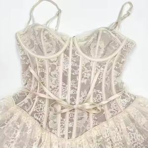 ชุดเดรสสไตล์วินเทจ Y2K เอวสูงสำหรับผู้หญิง แบบไม่มีสายรัด แต่งลูกไม้ ชุดมินิเดรสสำหรับงานปาร์ตี้ตอนเย็น - Product Image 5