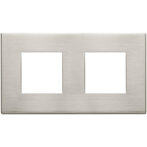 Brushed Nickel Wall <b>Plate</b> 2 Gang Square Cutouts 16.8 X 9.7 Cm For <b>Switches</b> - Product Image 1
