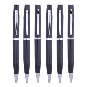 Stylo à bille rotatif en métal noir mat de luxe avec logo personnalisé pour slogan d'entreprise - Stylo promotionnel sportif - Product Image 2
