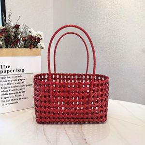 Sac de plage et de shopping pour femme, en PVC tressé ajouré, réutilisable, imperméable, sac cabas bandoulière pour les vacances - Product Image 6